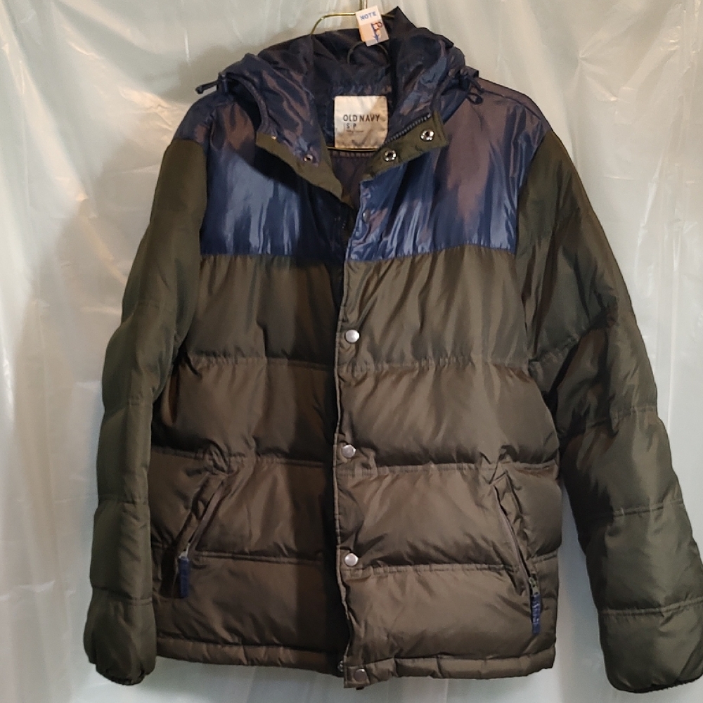 Old Navy Men's Green and Blue Puffer Jacket